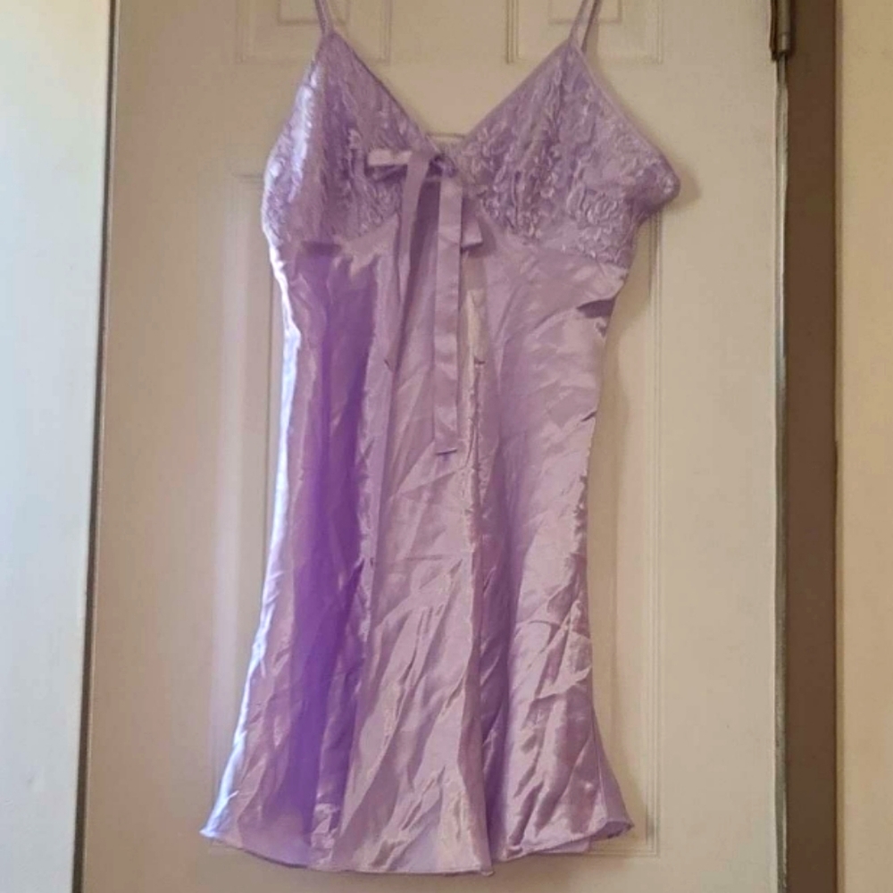 Vintage Lilac Lace Silk Babydoll